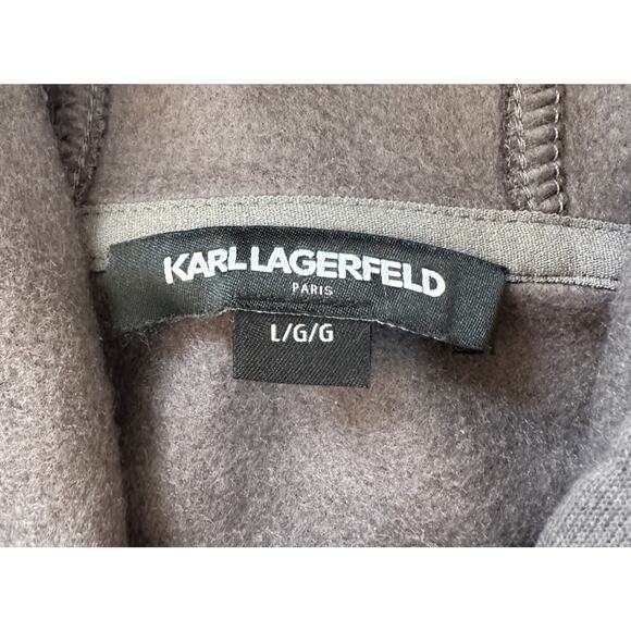 NWT $99 Karl Lagerfeld Hoodie Sweatshirt Size Large Men’s Gray Pullover - Picture 3 of 10